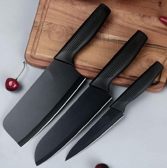 Kitchen Carbon Knife Set Stainless Steel 3 Pieces